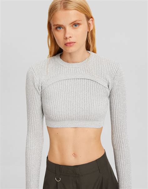 Shimmer Arm Warmer Sweater Women Bershka
