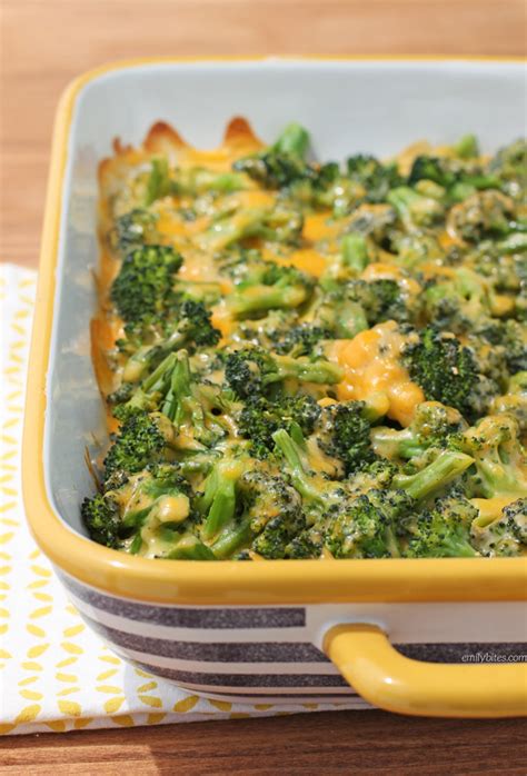 In a large saucepan, heat olive oil over high. Cheesy Broccoli Bake - Emily Bites