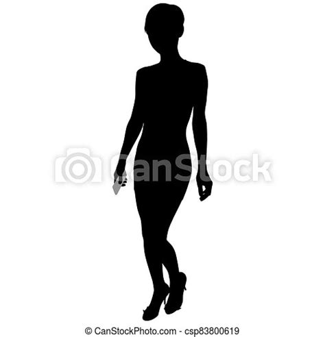 Silhouette Of A Slender Woman With A Phone In Hand On White Background