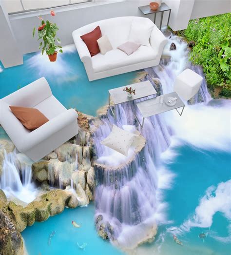 3d Beautiful Waterfalls Floor Mural Non Slip Waterproof And Removable