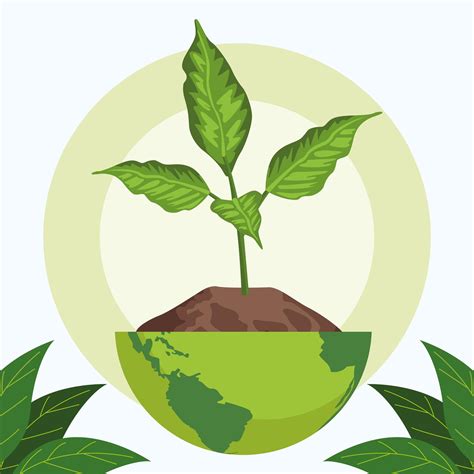 Save The World Environmental Poster With Earth Planet And Plant 2523071