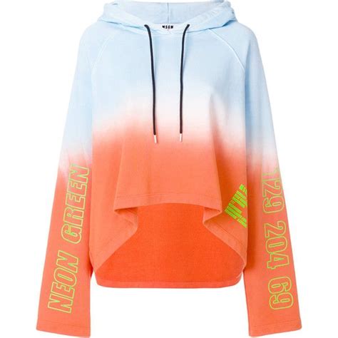 Msgm Gradient A Line Hoodie ¥53 105 Liked On Polyvore Featuring Tops Hoodies Blue Long