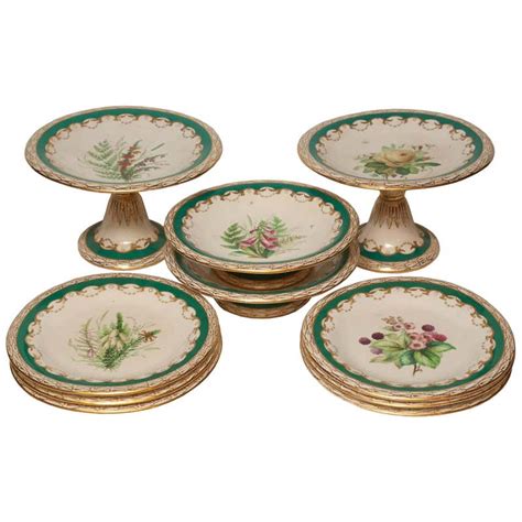 Antique Set Of 10 Limoges For J E Caldwell Floral And Gilt Plates For