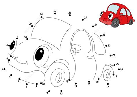 Connect The Dots Red Car 1 To 30 Coloring Page Free Printable