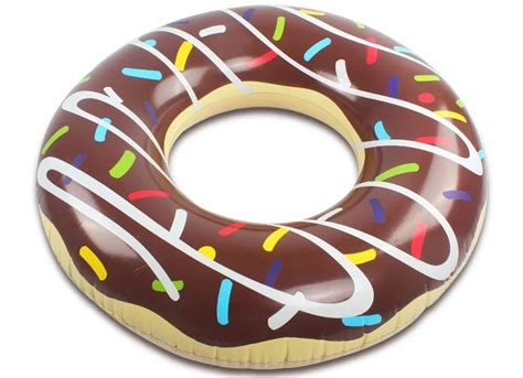 wholesale summer beach swimming inflatable chocolate donuts with bite pool float ring with