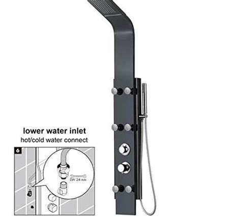 Aspa Shower Panel System 59″ Black Mirror Finished For Bathroom Remodel