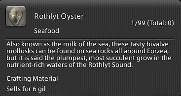 Everyone will come into heavensward with varying amounts of gear. Rothlyt Oyster - Final Fantasy XIV A Realm Reborn Wiki ...