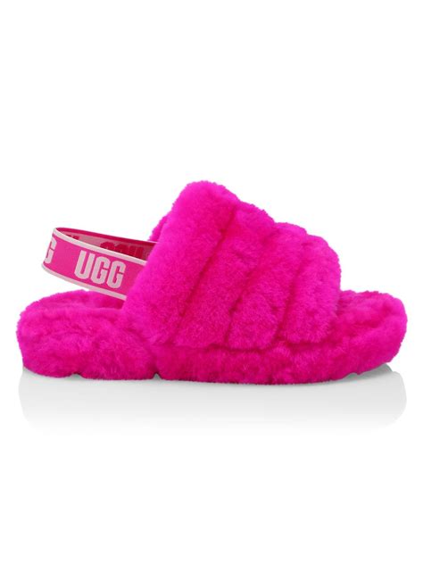 Ugg Fur Fluff Yeah Sheepskin Slingback Slippers In Pink Lyst