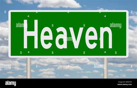 Rendering Of A Green Road Sign For Heaven Stock Photo Alamy