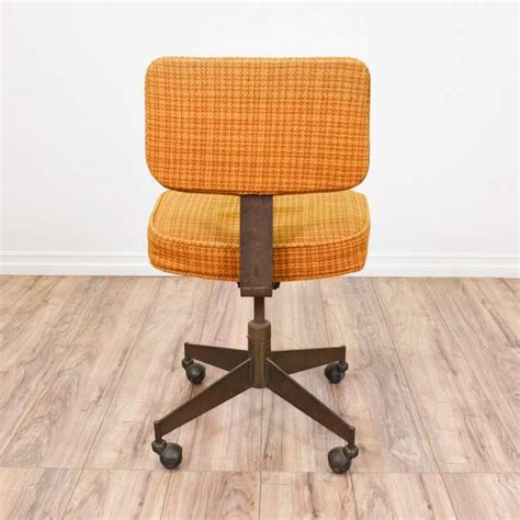 Orange Plaid Mid Century Modern Desk Chair Loveseat