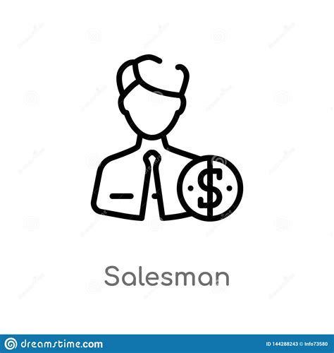 Outline Salesman Vector Icon Isolated Black Simple Line Element