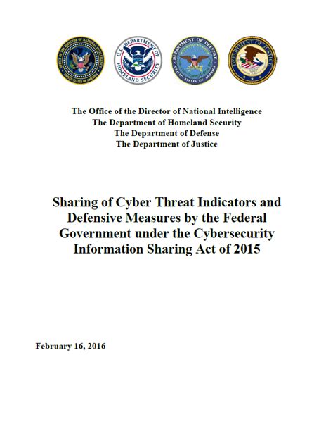 Dod Doj Dhs Odni Sharing Cyber Threat Indicators And Defensive
