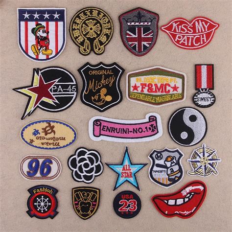 Free Shipping 20pcslot Mixed Embroidered Logo Patch Appliques Iron On