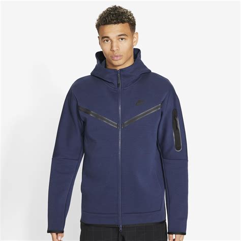 Nike Tech Fleece Full Zip Hoodie In Midnight Navyblack Blue For Men