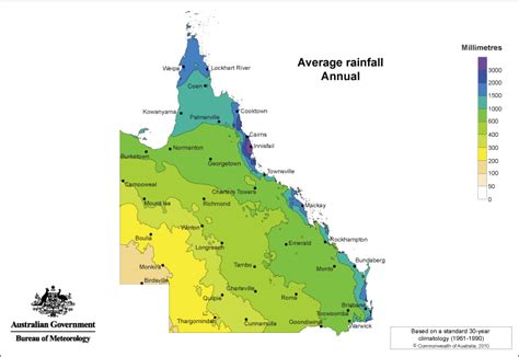 Queensland Average Annual Rainfall Rainfall Australia Map Queensland