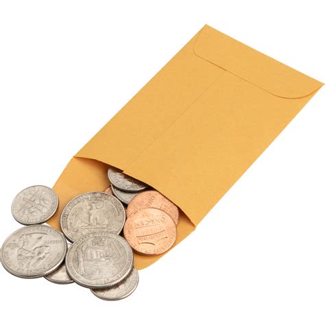 Business Source Small Coin Kraft Envelopes Coin 1 2 1 4 Width X 3 1 2 Length 20 Lb