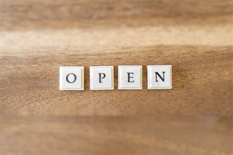 The Word Open On A Wooden Background Stock Image Image Of Letter