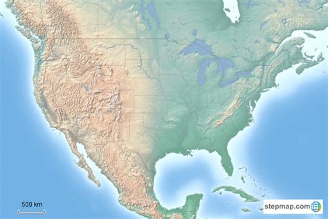 Stepmap Topographic Map Of The Lower 48 Us States Landkarte Für Germany