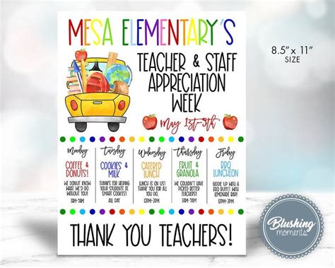 Editable Teacher Appreciation Week Itinerary School Flyer Etsy
