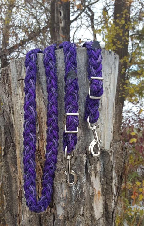 For one 5 foot rein, you will need around 80 feet of paracord. Purple Paracord Horse Reins - 9 Strand Paracord Adjustable REINS -Horse Tack (With images ...