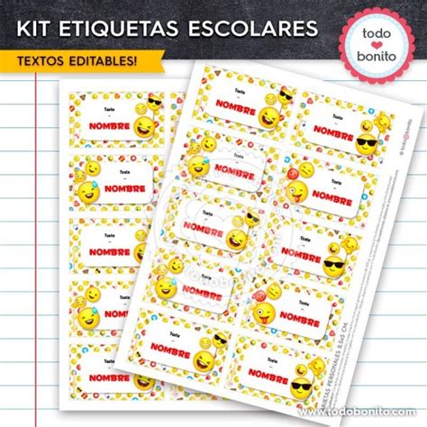 Emojis Kit Imprimible Etiquetas Escolares