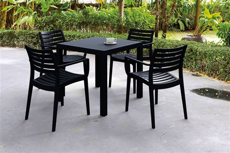 Compamia Artemis Resin Square Outdoor Dining Set 5 Piece With Arm