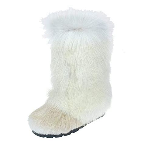 White Fur Boots For Women Long Fur Boots Yeti Boots White Color Goat Furry Boots