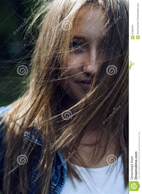 Portrait Of A Beautiful Young Girl Outdoors Outdoors Portrait O Stock