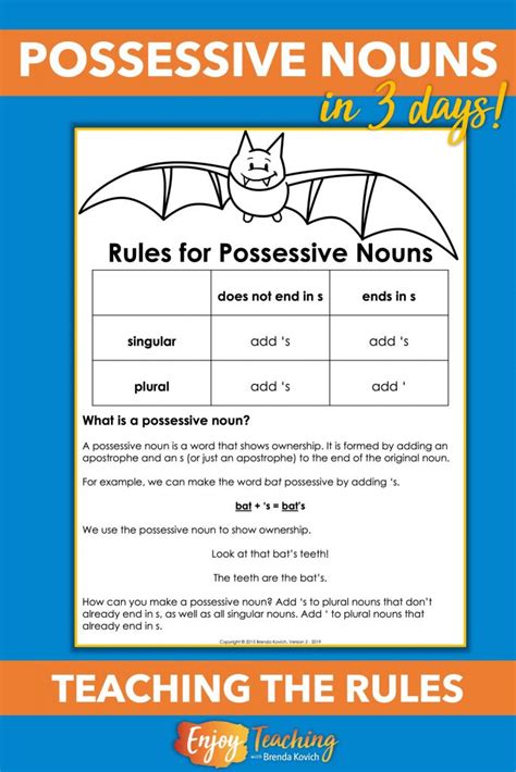 Teaching Possessive Nouns In Three Days Is Easy