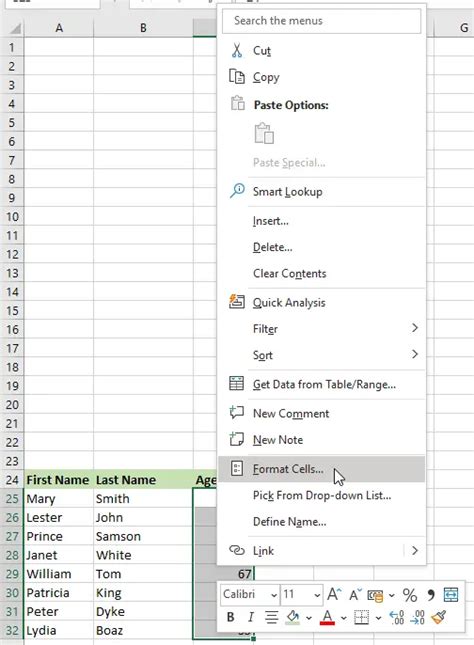 Open Format Cell Dialogue Box In Excel