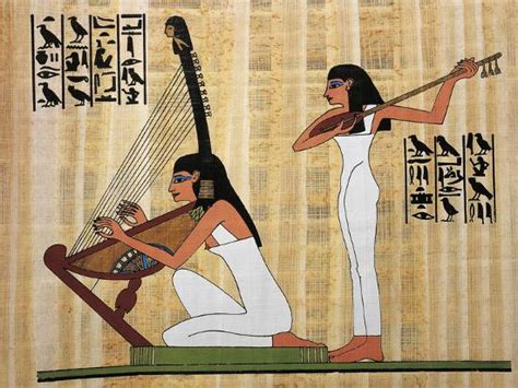 Egyptian Papyrus Depicting Female Harp And Lute Players Giclee Print
