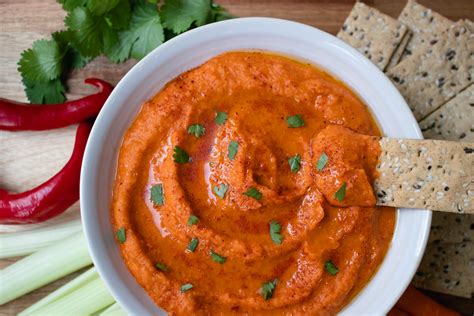Spicy Roasted Red Pepper Hummus The Delicious Plate