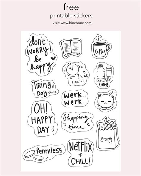 Adorable Printable Cute Stickers Black And White For Diy Projects