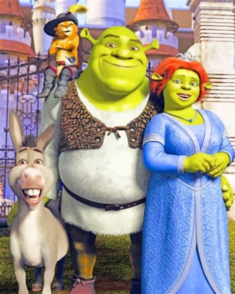Shrek And Fiona Anime Paint By Numbers Canvas Paint By Numbers