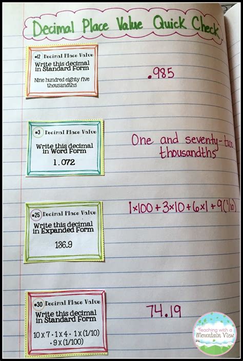 Decimal Place Value Resources And Teaching Ideas Teaching With A