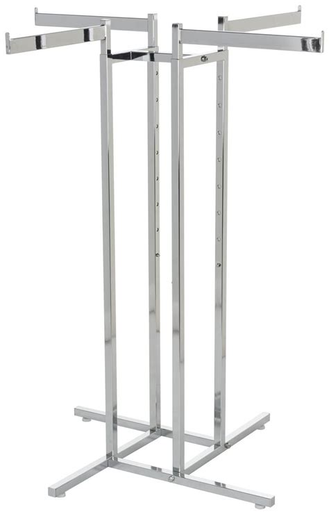 4 Way Clothing Rack With 16 Straight Arms Height Adjustable Chrome