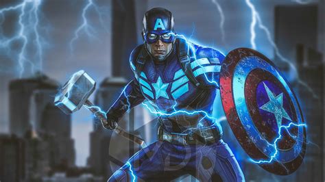 1920x1080 Captain America Mjolnir Avengers Endgame 4k 2019