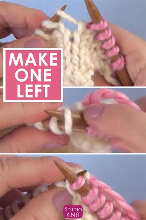 Make One Knitting Increase M1 M1l M1r Studio Knit