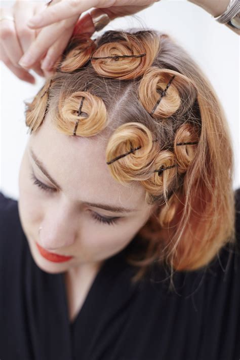 how to do pin curls — step 6 roll the hair at the top of your head pin curls short hair how