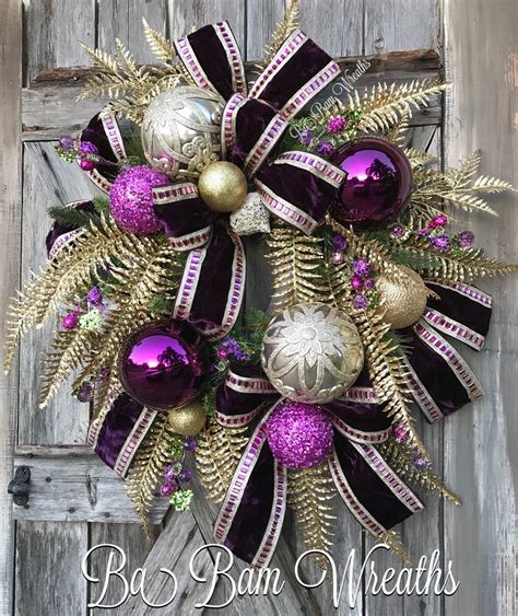 Stunning Purple Gold Wreath Purple Christmas Christmas Swag