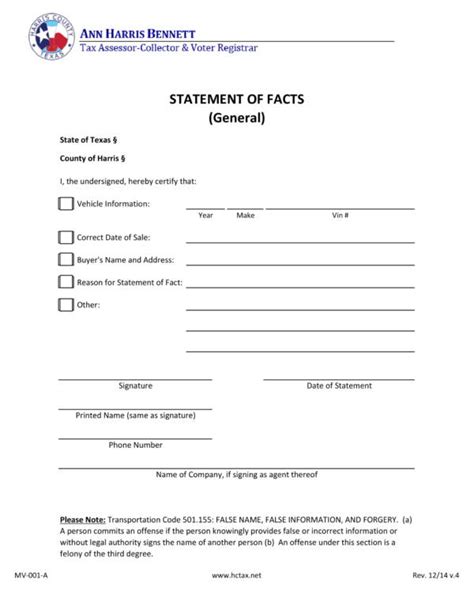 Statement Of Facts Template