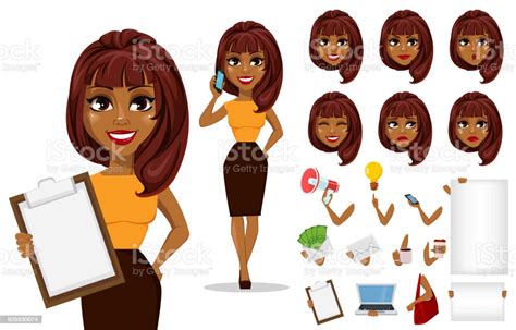 African American Business Woman Cartoon Character Stock Illustration