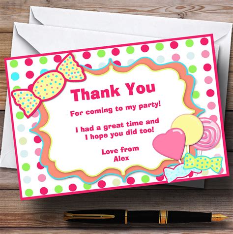 Sweety Tree Personalised Birthday Party Thank You Cards The Card Zoo