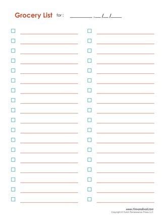 Additionally, the entire bottom section is left blank so as to provide the freedom to write notes, goals, reminders, snacks, shopping or grocery list or whatever else works best for your family. Blank Shopping List Template PDF - Tim's Printables