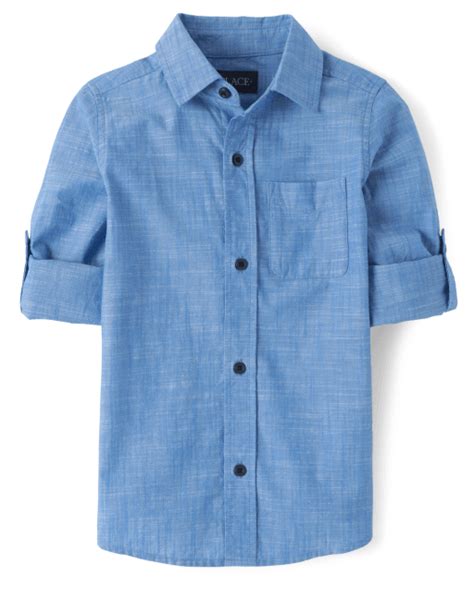 Boys Long Sleeve Chambray Button Up Shirt The Childrens Place