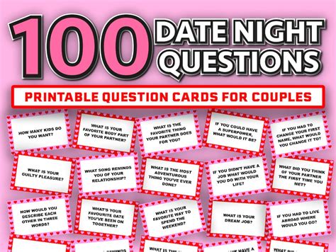 100 Date Night Questions Printable Couples Game Questions For Couples