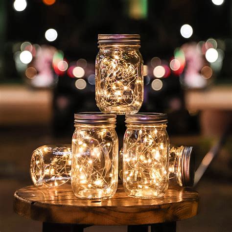 20 Led Solar Powered Mason Jar Fairy String Light Lids