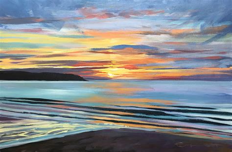 Steven Pleydell Pearce Fine Art Calm Evening Woolacombe Painting By