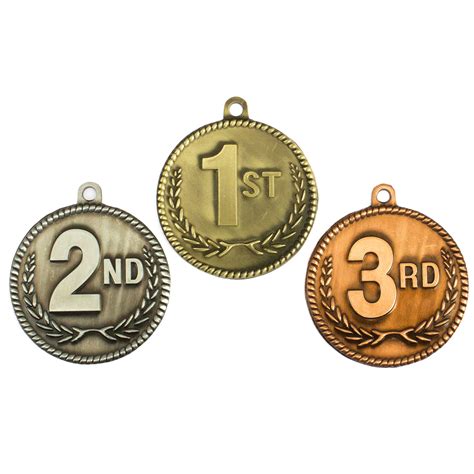 1st 2nd 3rd Place High Relief Award Medals 3 Piece Set Gold Silver