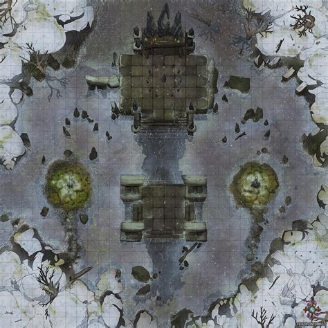 Ruined Snow Temple Battle Map 30x30 Rdungeonsanddragons